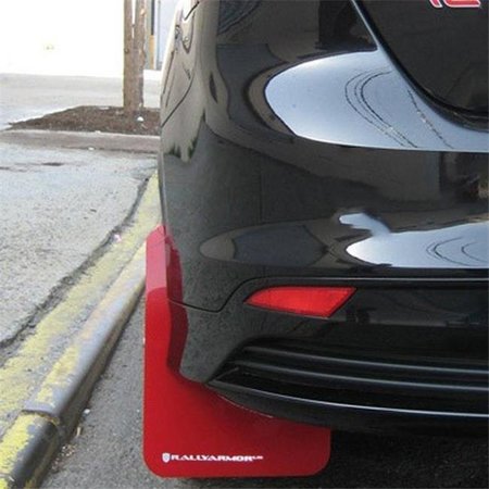 RALLY ARMOR Rally Armor MF27-UR-RD-WH ST Red Mud Flap with White Logo for 13 Plus Ford Focus MF27-UR-RD/WH